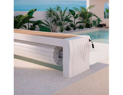Cubierta elevada de piscinas con banco abierto modelo prestige