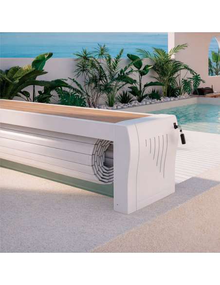 Cubierta elevada de piscinas con banco abierto modelo prestige